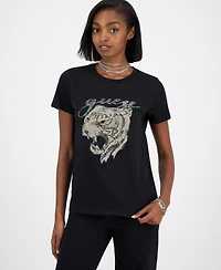 Guess Women's Tiger Face Easy Short Sleeves T-Shirt