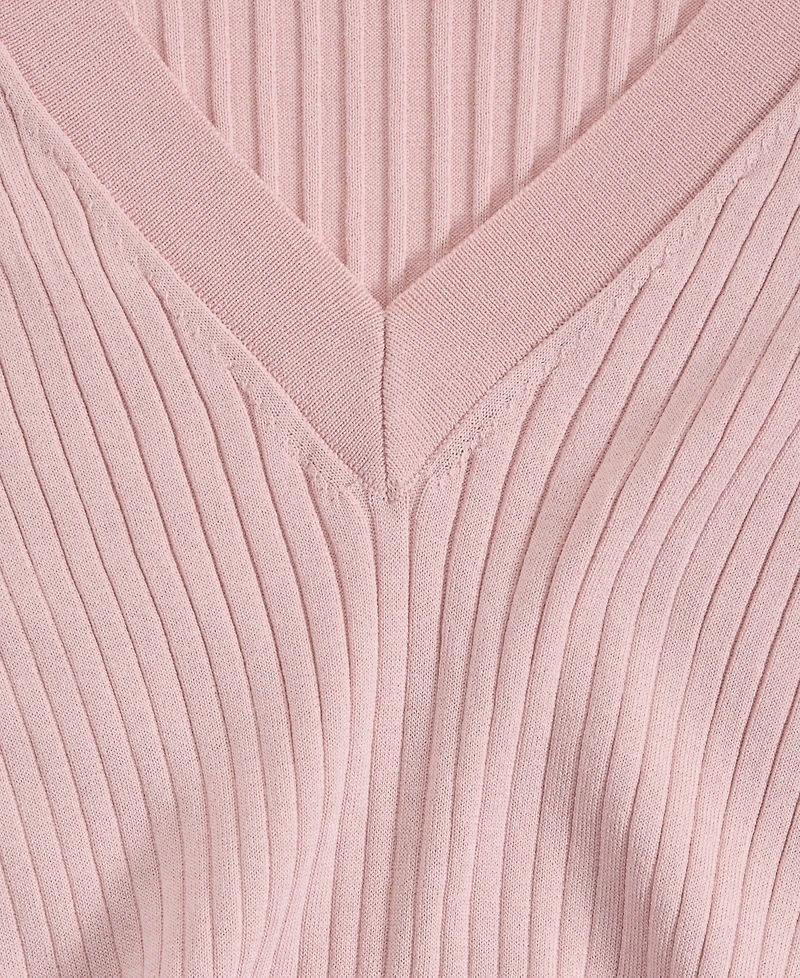 I.n.c. International Concepts Women's Ribbed V-Neck Sweater, Macy's Exclusive