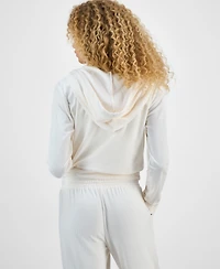 Hippie Rose Juniors' Ribbed Velour Zip-Up Hoodie