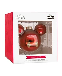 Hallmark Disney Mickey Mouse Ears Icon Glass Christmas Tree Ornament