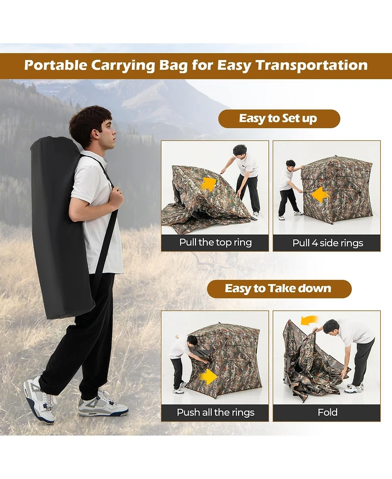 Akiudex 360° one way see through hunting blind ground blind with portable carrying bag