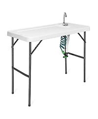Akiudex folding cleaning sink faucet cutting camping table with sprayer