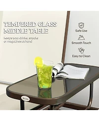 Outsunny 2-Person Outdoor Glider Bench with Center Table,