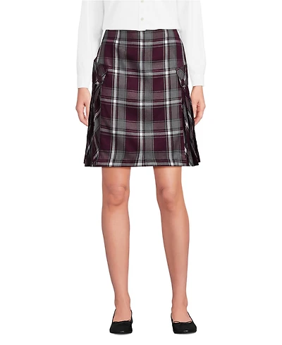 Lands' End Women's Above the Knee Plaid Side Pleat Skort