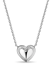 Devata Contour-lined Heart Necklace in Sterling Silver, Adj to 16 in / 17 in / 18 in