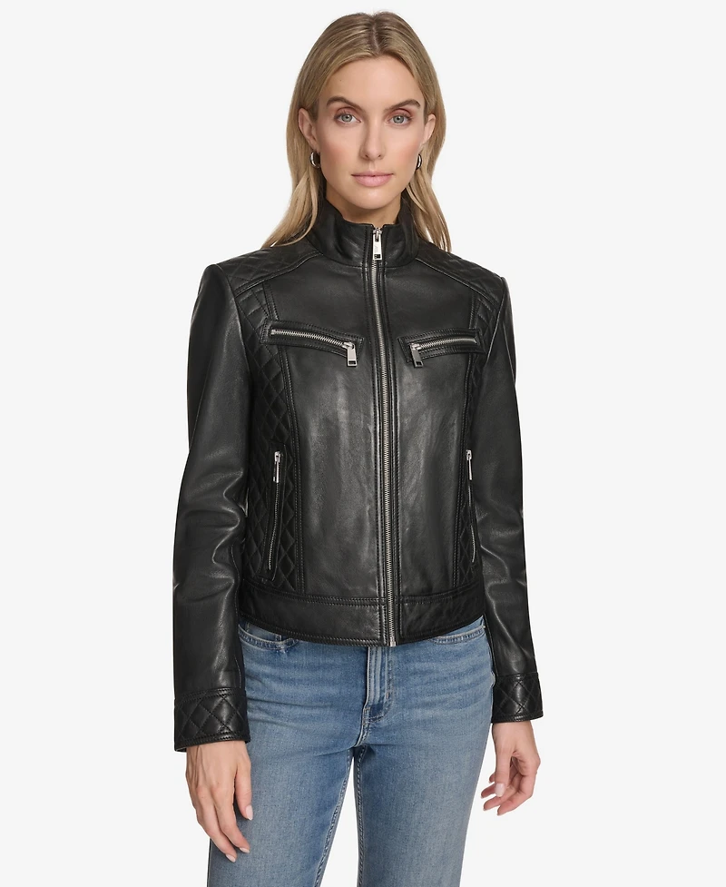 Andrew Marc Women's Mikel Racer Leather Jacket