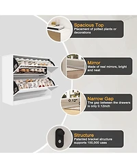 Lovmor 32.68"2 Tier Shoe Storage Cabinet with Draders for Entryway,Bedroom,Flip Door Design Shoe Cabinet,White