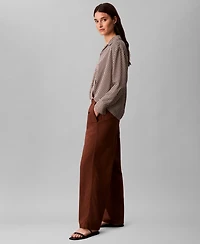 Calvin Klein Women's Linen Blend Wide-Leg Pants