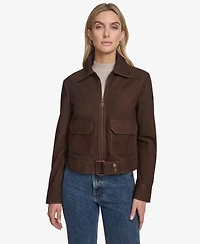 Andrew Marc Women's Lunetta Sueded Leather Trucker Jacket