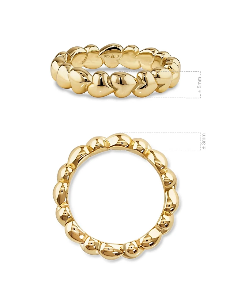 Devata Sweet Heart Eternity Band Ring Gold Plated Sterling Silver,