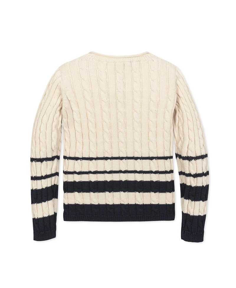 Hope & Henry Girls Organic Roll Neck Cable Sweater