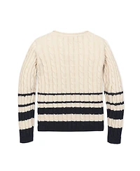 Hope & Henry Girls Organic Roll Neck Cable Sweater