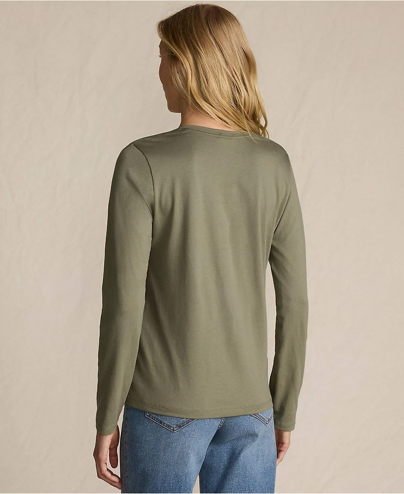 Lands' End Women's Supima Cotton Long Sleeve V-Neck T-Shirt