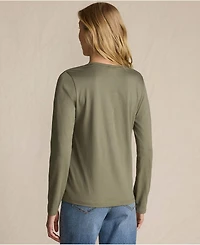 Lands' End Women's Supima Cotton Long Sleeve V-Neck T-Shirt