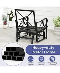 Gymax 2PCS Patio Glider Chair Single Outdoor Rocking with Seat and Back Cushions