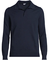 Lands' End Men's Long Sleeve Cotton Sweater Polo