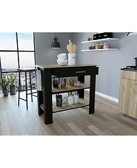 Slickblue Wooden Kitchen Island Table with Drawer and 2 Storage Shelves for Meal Prep