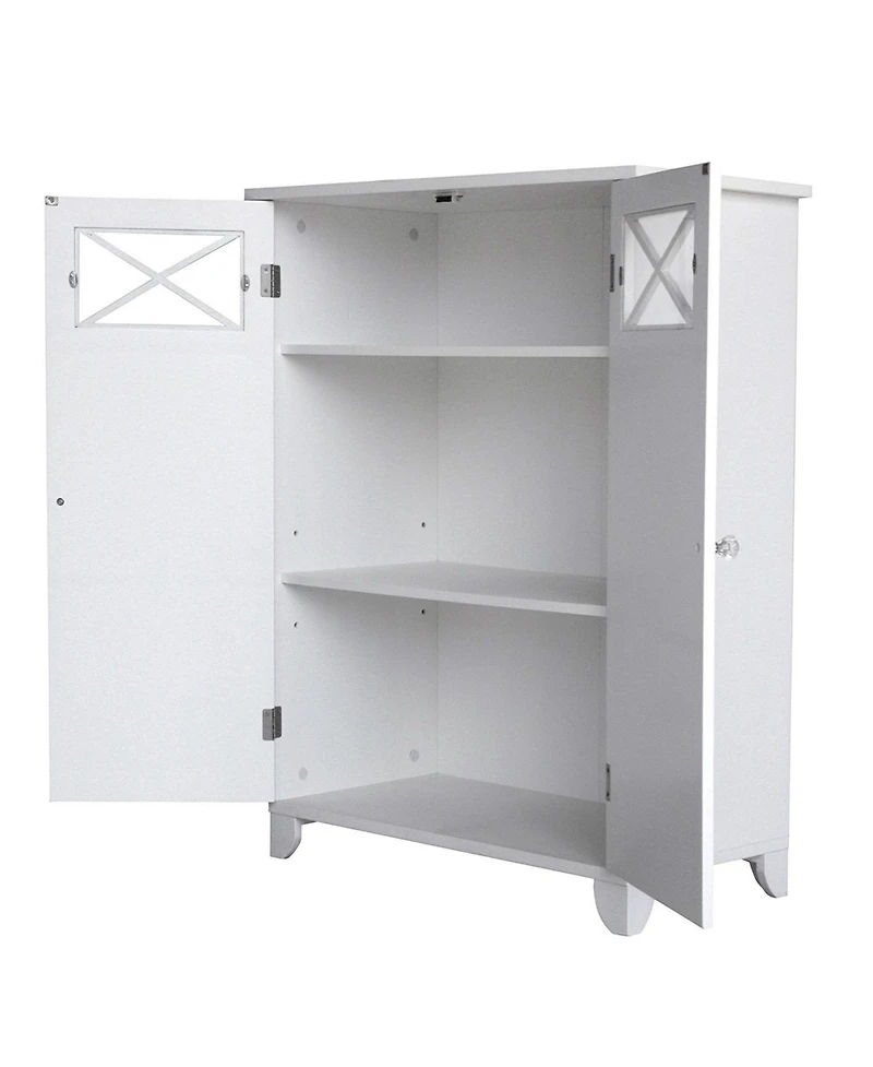 Slickblue 2-Door Bathroom Floor Cabinet with Adjustable Shelf for Customizable Storage