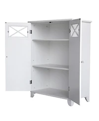 Slickblue 2-Door Bathroom Floor Cabinet with Adjustable Shelf for Customizable Storage