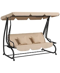 Outsunny 3-Seat Outdoor Patio Swing Chair with Adjustable Canopy,