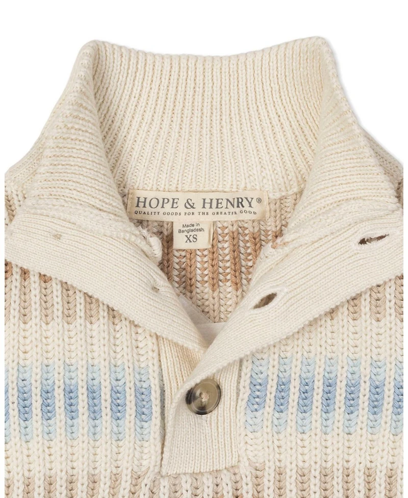 Hope & Henry Boys Organic Mock Neck Stripe Sweater