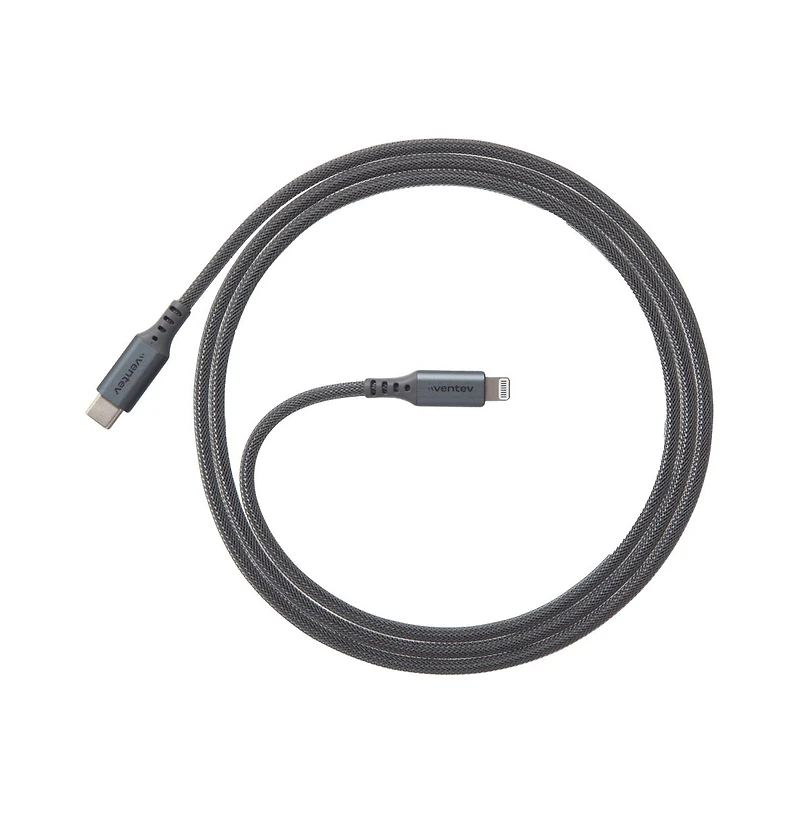 Ventev Alloy Usb C to Apple Lightning High Speed Ultradurable 4 Foot Cable-Silver