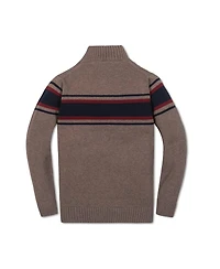 Hope & Henry Little and Big Boys' Organic Long Sleeve Half Zip Sweater with Engineered Stripe
