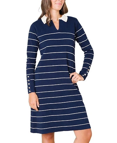 Hope & Henry Women's Organic Long Sleeve Collared Sweater Dress