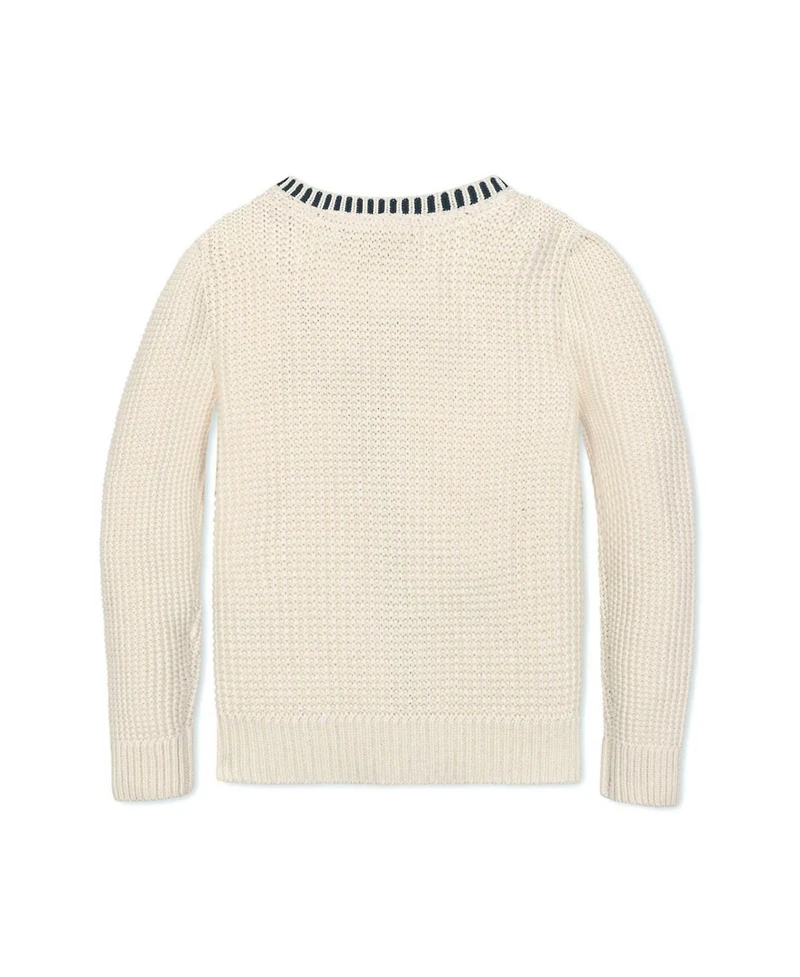 Hope & Henry Little and Big Girls' Organic Puff Sleeve Textured Cardigan Sweater