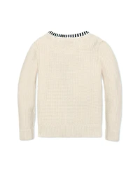 Hope & Henry Little and Big Girls' Organic Puff Sleeve Textured Cardigan Sweater
