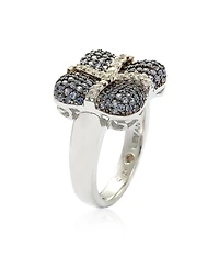 Suzy Levian New York Suzy Levian Sterling Silver Sapphire & Created White Sapphire Wrapped Cushion Ring