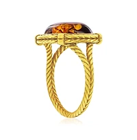 Caribbean Treasures Sterling Silver, Square Amber Ring
