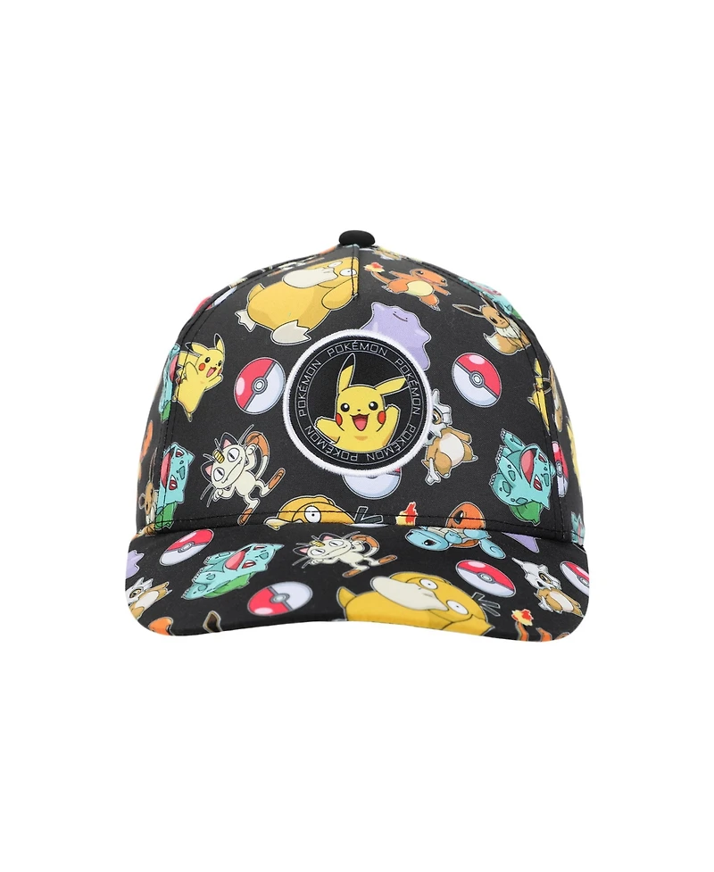 Pokemon Boys Pokemon Characters All-Over Print Youth Black Traditional Adjustable Hat