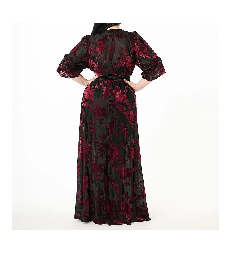 Unique Vintage Plus Floral Velvet Burnout Duster