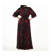 Unique Vintage Plus Floral Velvet Burnout Duster