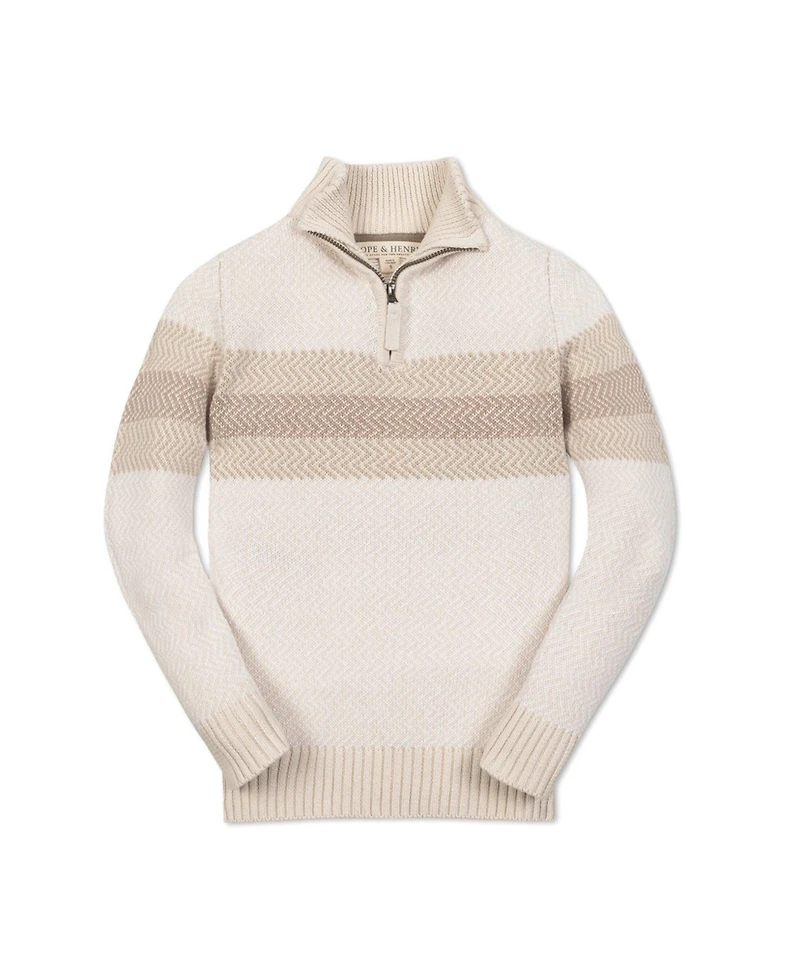 Hope & Henry Little and Big Boys' Organic Long Sleeve Half Zip Sweater with Engineered Stripe