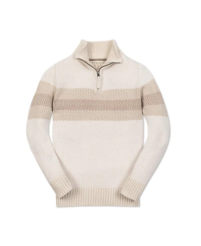 Hope & Henry Little and Big Boys' Organic Long Sleeve Half Zip Sweater with Engineered Stripe