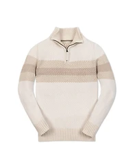 Hope & Henry Little and Big Boys' Organic Long Sleeve Half Zip Sweater with Engineered Stripe