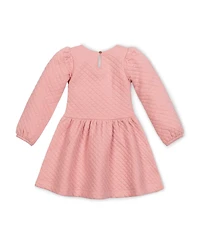 Hope & Henry Little and Big Girls' Long Sleeve Quilted Drop Waist Dress