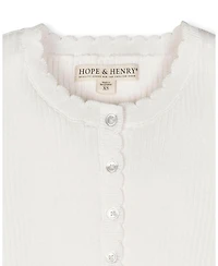 Hope & Henry Women's Organic Pointelle Sleeve Henley Sweater