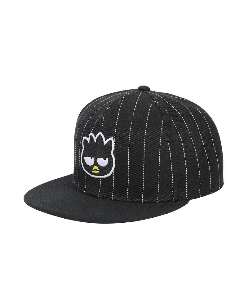 Hello Kitty Men's Badtz-Maru Embroidered Character Face Black Striped Poly Wool Baseball Hat