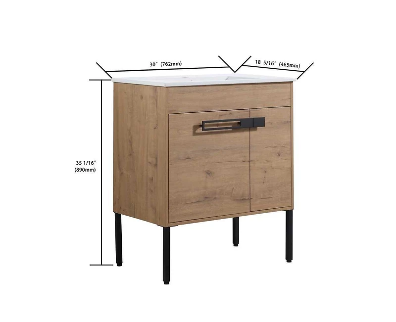 Casainc 30 Inch Vanity with Sink, Freestanding or Wall-Mount Convertible Installation