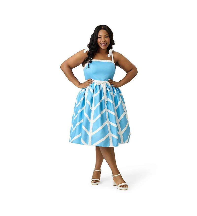 Unique Vintage Plus Chevron Eyelet Swing Dress