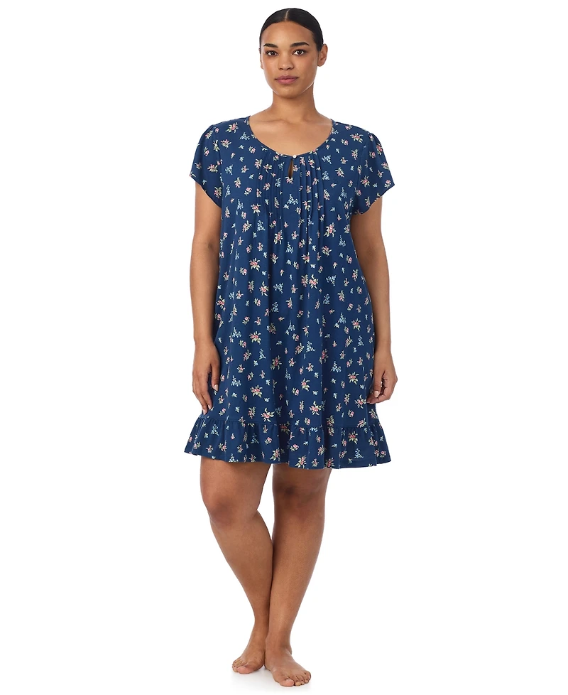 Lauren Ralph Plus Flutter Sleeve Short Nightgown