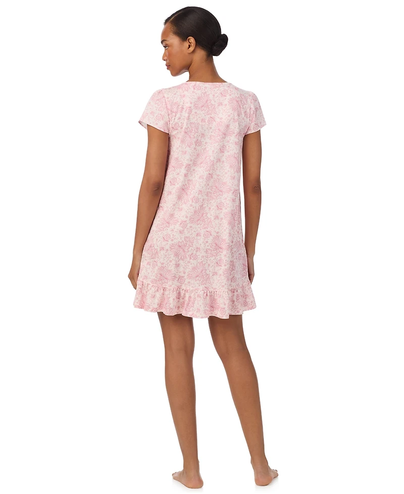 Lauren Ralph Women's Floral Flutter Sleeve Nightgown