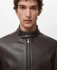 Mango Men's Zip-Up Leather-Effect Jacket