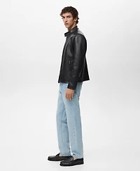 Mango Men's Zip-Up Leather-Effect Jacket