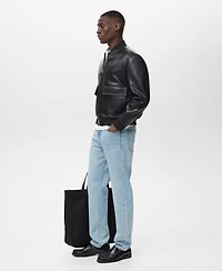 Mango Men's Leather-Effect Bomber Jacket