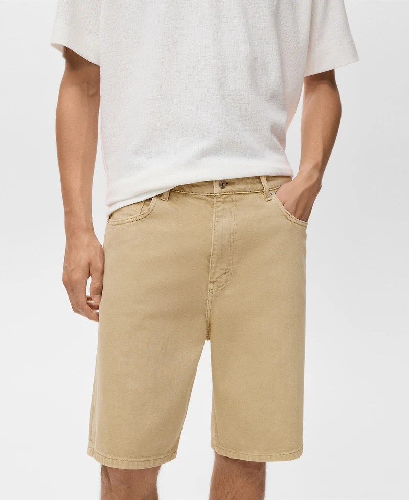 Mango Men's Denim Relaxed-Fit 9.53" Bermuda Shorts
