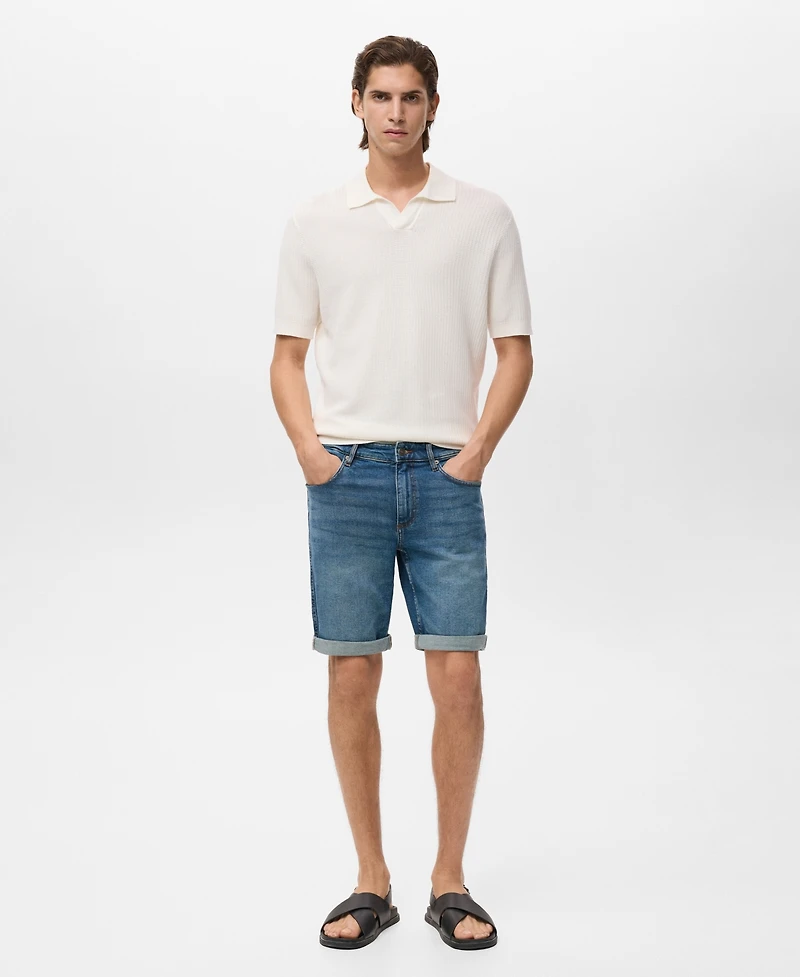 Mango Men's Slim-Fit Denim Bermuda Shorts